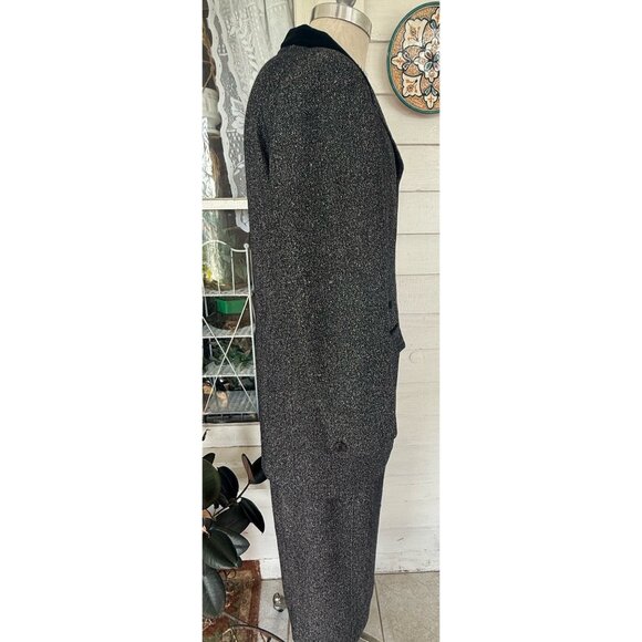Vintage 70's Pendelton Wool Rayon Blend Suit Skirt Set Black Nubbed Size 16 - Picture 5 of 16